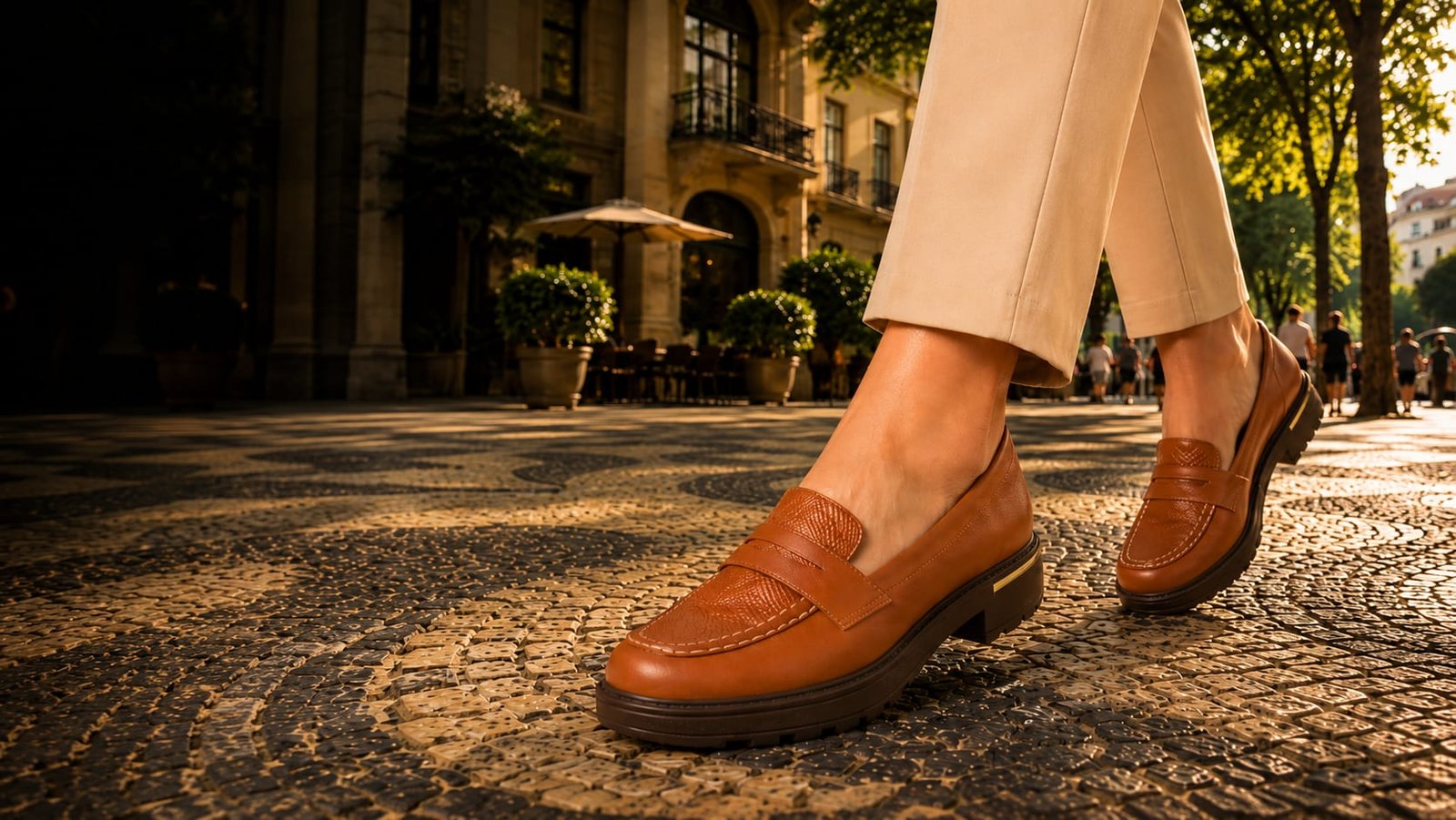 Sapato mocassim Gisa Anabela médio Piccadilly Maxi em destaque na vitrine Gambier Calçados